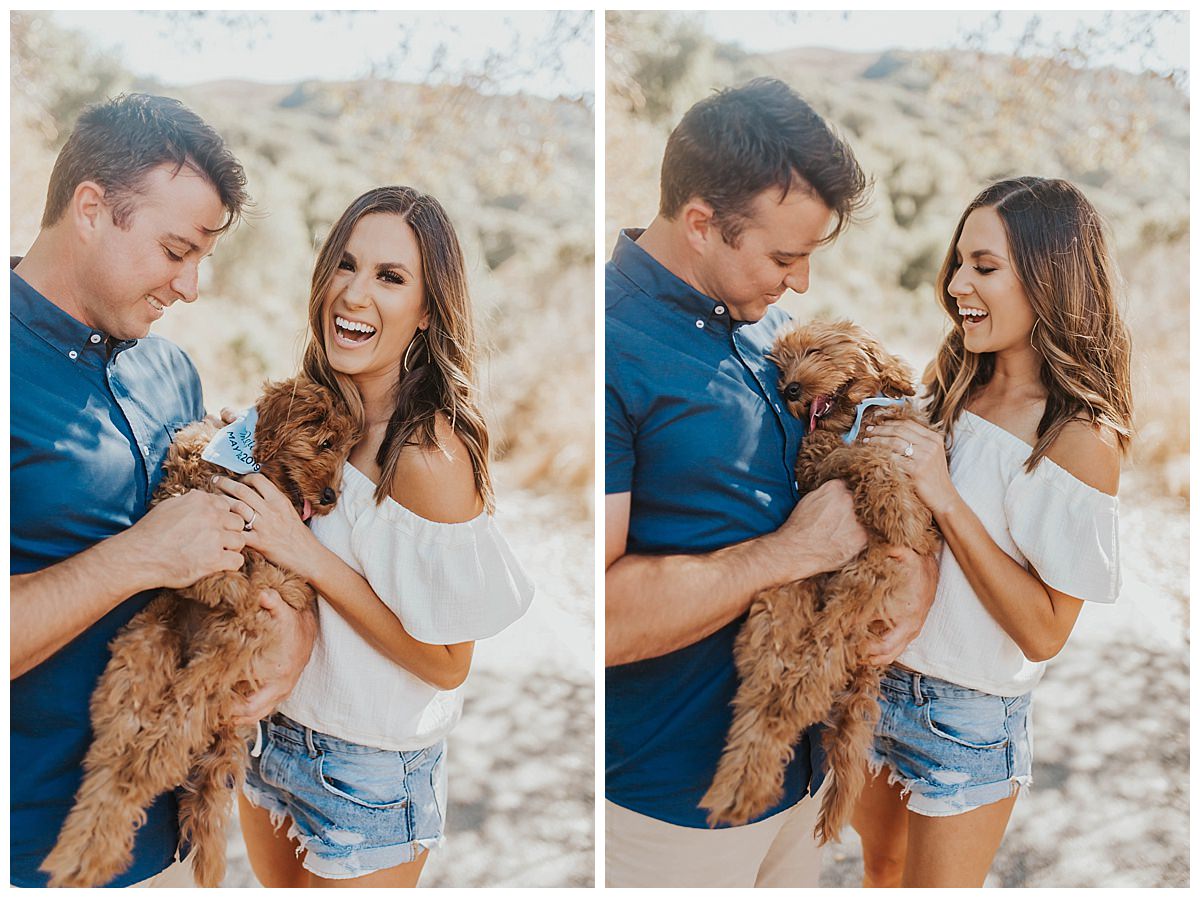 Puppy San Francisco Engagement Photos by @TONIGPHOTO - Toni G Photo in San Fran, CA #tonigphoto #puppyengagement #sanfranengagement #goldengatebridge #sunsetengagementphotos (TONI G PHOTO) 